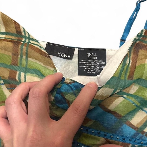 Y2K Mix It Plaid Sequin Tank Sz S Mall Core Preppy 2000s Vtg Fairy Coquette - Picture 3 of 6